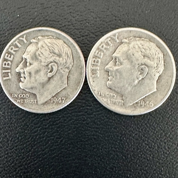 1946 & 1947 Roosevelt Dimes – Lot of 2 | 90% Silver U.S. Coins - Picture 2 of 8
